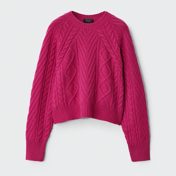 Rag & Bone Pierce Cashmere Cable Sweater in Plum Size XS - Picture 1 of 4